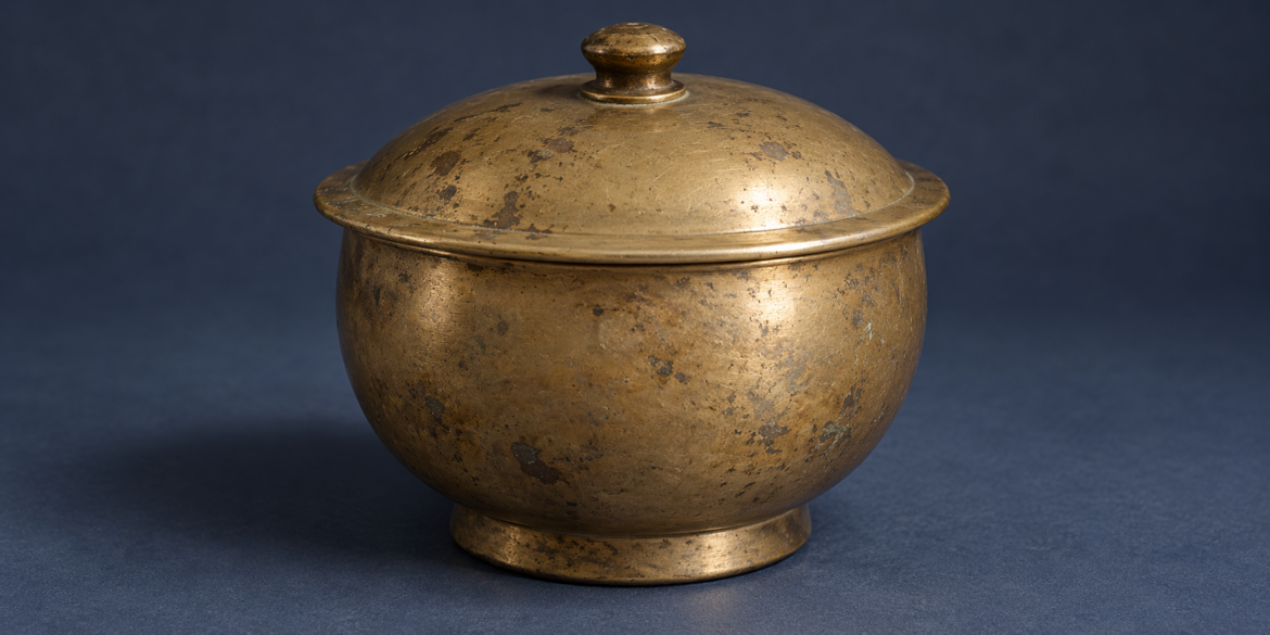 Traditional Korean brass lidded bowl